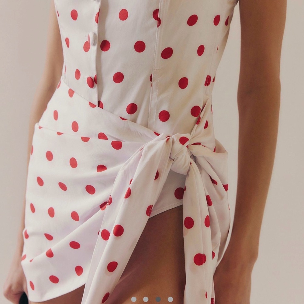 White Dress with Red Polka Dots - Picture 5 of 7